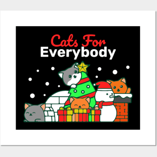 Cats for Everybody - Funny Santa and Cats Posters and Art